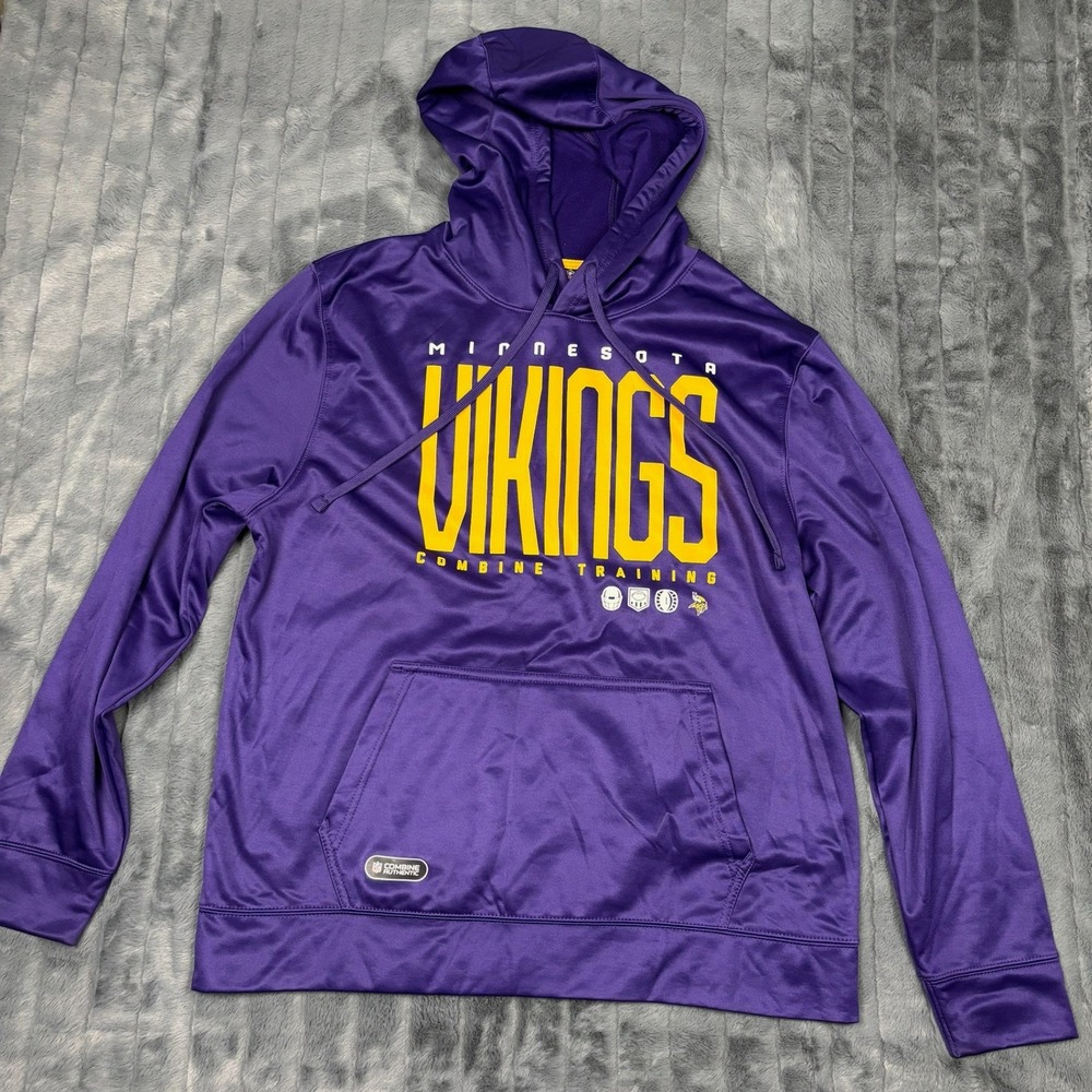 NFL Team Apparel Minnesota Vikings Combine Training Hoodie Mens XL Purple Yellow